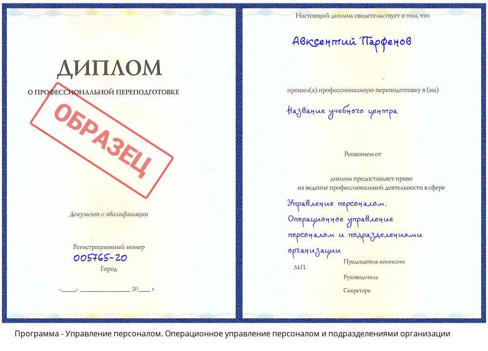 Управление персоналом. Операционное управление персоналом и подразделениями организации Лиски