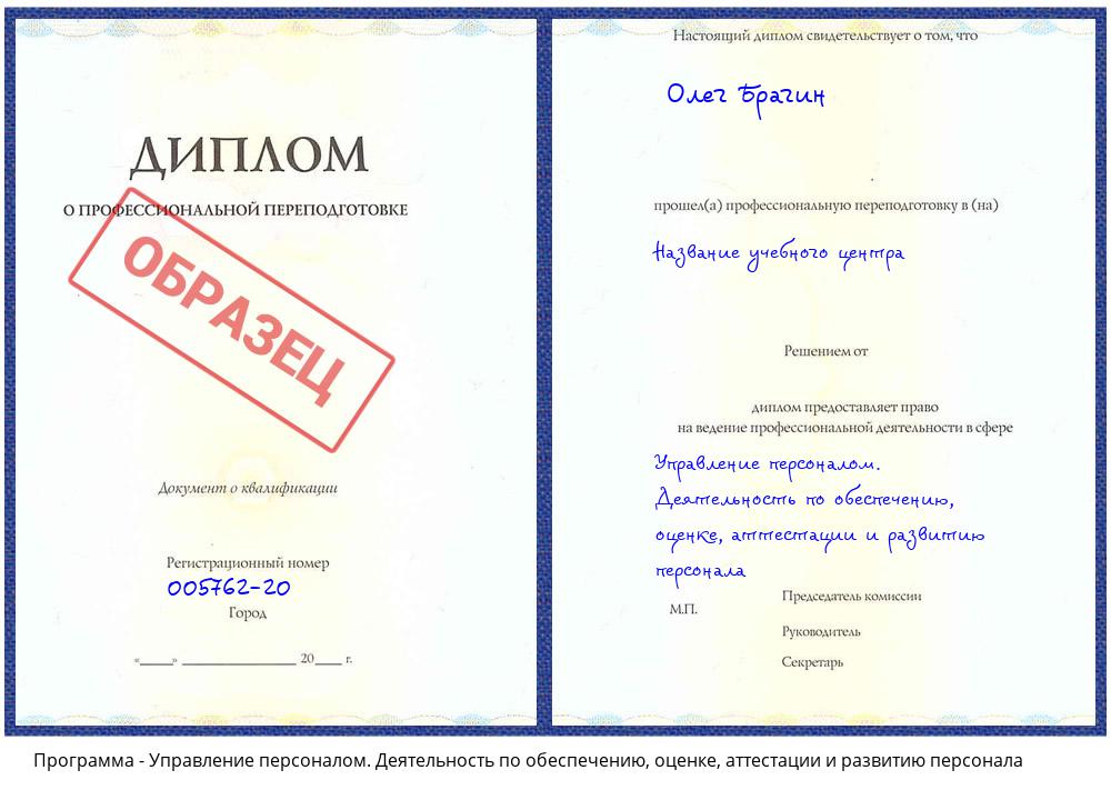 Управление персоналом. Деятельность по обеспечению, оценке, аттестации и развитию персонала Лиски