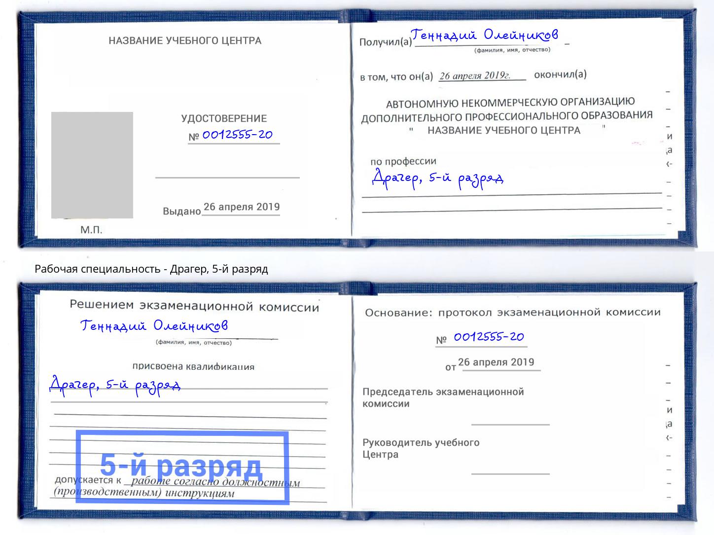 корочка 5-й разряд Драгер Лиски