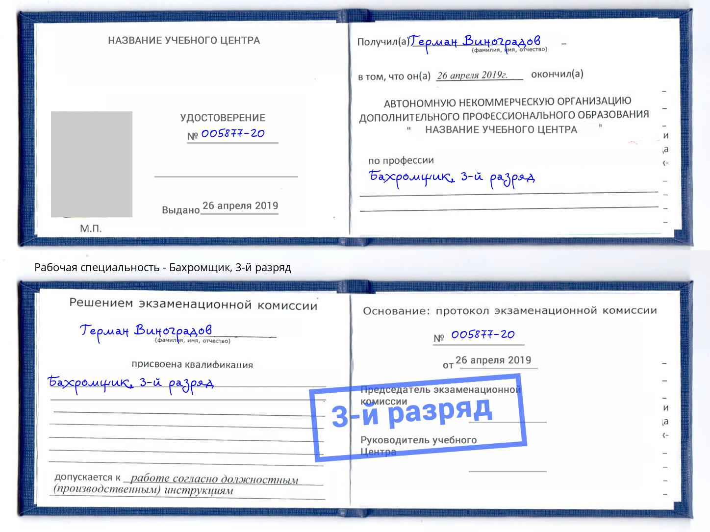 корочка 3-й разряд Бахромщик Лиски